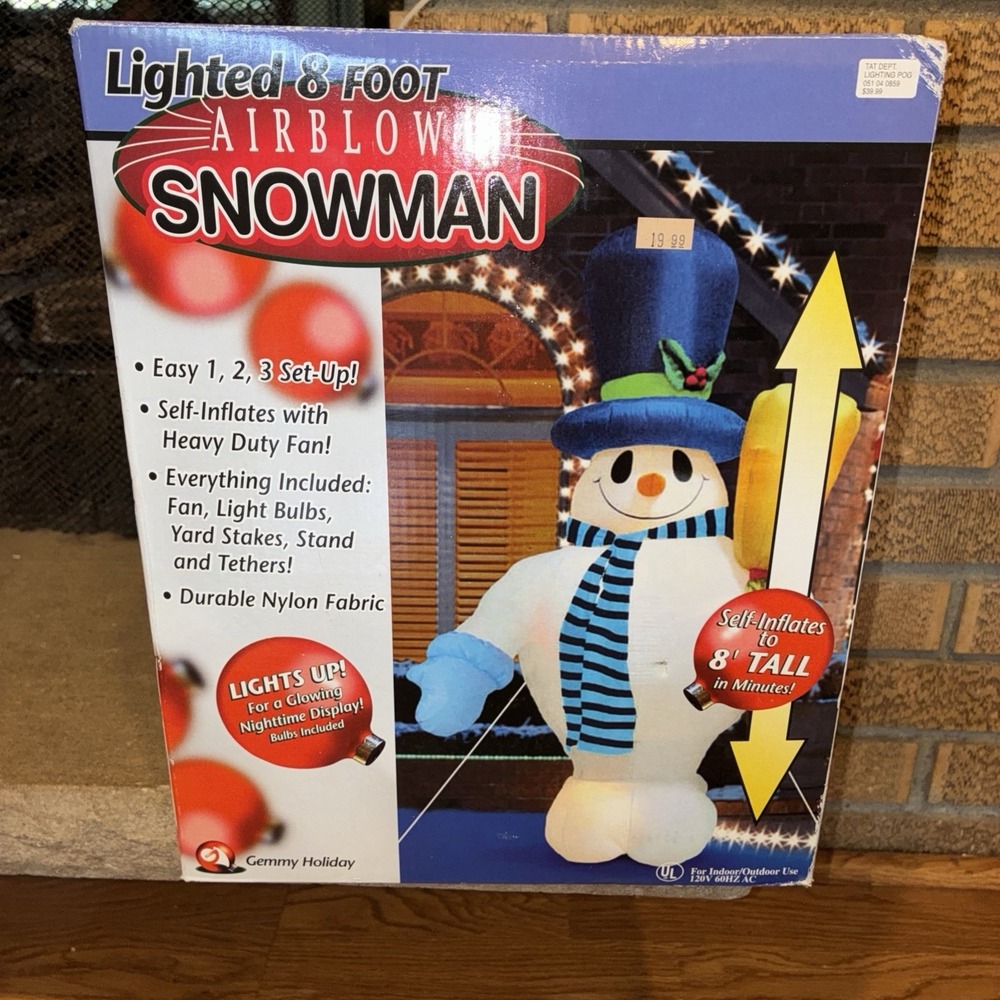 BRAND NEW Gemmy Holiday 8' Snowman Christmas Inflatable Airblown Vintage Blow-up